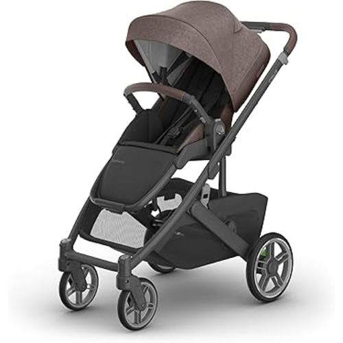 UPPAbaby Cruz V3 Stroller - from Birth + Car Seat Compatible - Full-Size, Reversible Seat - Infant Insert, Bug and Rain Shields Included - Owen (Mocha Mélange/Carbon Frame/Chestnut Leather)