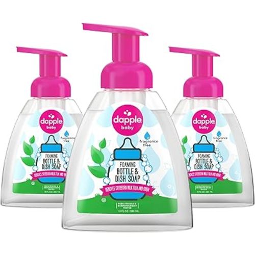 Dapple Baby Fragrance-Free Foaming Baby Bottle & Dish Soap - (3 Pack) 13 fl oz - Plant-Powered Cleaner for Bottles, Pump Parts, and Sippy Cups