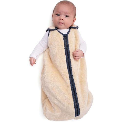 baby deedee Sleep Nest Teddy Baby Sleeping Bag, Oatmeal Navy, Small (0-6 Month)