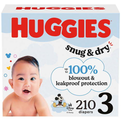 Huggies Snug & Dry Baby Diapers, ECONO Size 1-8 (8-35+lbs), 256-96 Ct, HUG DPR S6 256-96 Ct