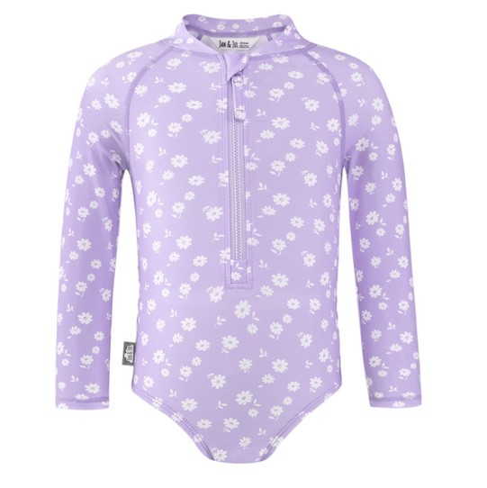 Girls One Piece UV Swimsuit | Purple Daisy for Toddlers | Jan & Jul