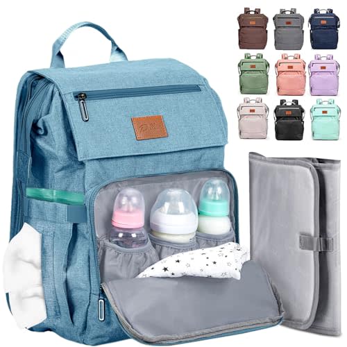 PILLANI Baby Diaper Bag Backpack - Large Bag for Boys & Girls, Waterproof Diaper Backpack - Travel Diaper Bags w/Changing Pad, Baby Registry Search & Shower Gifts - Essentials Must Haves Newborn Stuff