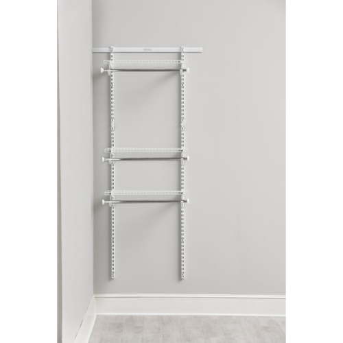 Rubbermaid 2-4ft Steel Expandable Closet Kit Organization Storage Solution, White