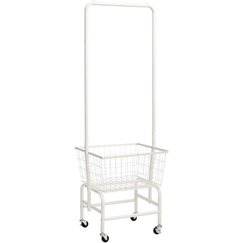 ALIMORDEN Laundry Cart with Clothes Rack, Rolling Laundry Butler with Wire Storage Rack,Black