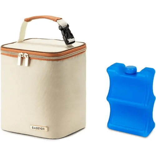 BABEYER Breastmilk Cooler Bag with Ice Pack Fits 4 Baby Bottles Up to 9 Ounce, Baby Bottle Bag Great for Nursing Mom Daycare
