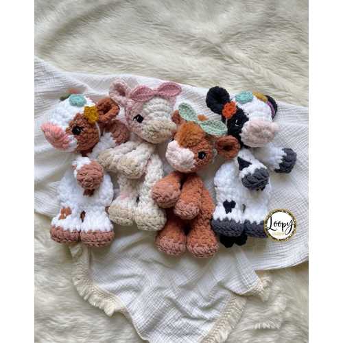 Crochet Cow Lovey | Highland Cow | Snuggler | Stuffed Animal | Security Blanket | Made To Order