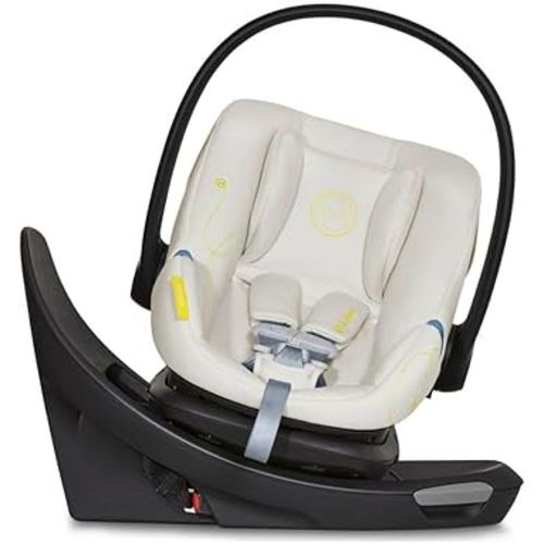 Cybex Aton G Swivel Infant Car Seat with SensorSafe, Featuring 180-Degree Rotating Base for Easy In and Out, Lightweight, Adjustable Head Rest, SAFELOCK™ Belt Tensioner - Seashell Beige