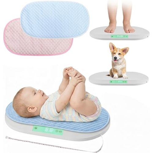 Smart Weigh Baby & Pet Scale Kit – Digital Infant Weighing Scale with Covers and Built-in Pull-Out Measuring Tape – 88 lb Capacity, 5 Units- lb:oz,kg:g,lb,oz,g Display, Hold Function