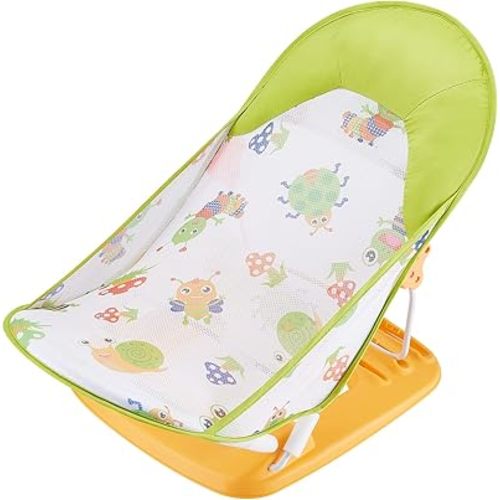 Foldable Baby Bather With 3 Adjustable Reclining Positions for Use in Sink or Bathtub - Newborn Infant Support 0-12 Months (Green-01)