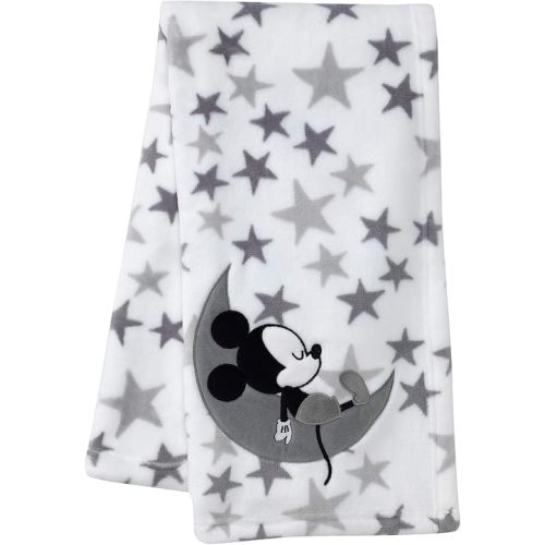 Lambs & Ivy Mickey Mouse Baby Blanket, White , 30x40 Inch (Pack of 1)