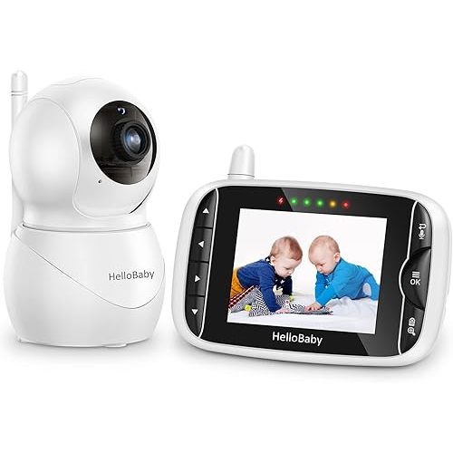 HelloBaby Monitor with Camera and Audio, IPS Screen LCD Display Video Baby Monitor No WiFi Infrared Night Vision, Temprature Screen Lullaby, Two Way Audio and VOX Mode (HB66pro)