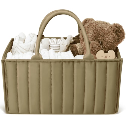 Baby Diaper Caddy Basket Organizer-Sturdy, Breathable & Washable, Organizer Tote Bag for changing table, Diaper Nursery Storage Organizer for Baby Stuff, Baby Shower Gifts for Newborn,Mocha Brown