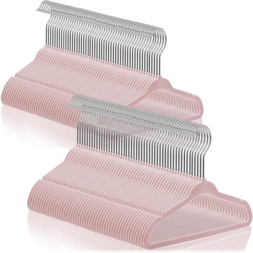 Casafield 100 Velvet Baby Hangers - 11" Size for Infant & Toddler Clothes - Light Pink