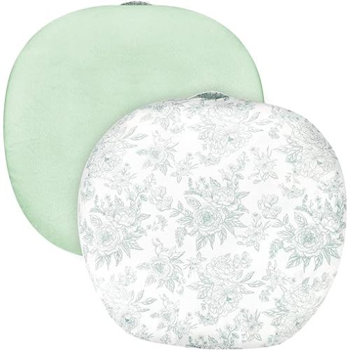 Baby Lounger Cover 1 Pack, DAYEEBALL Double-Sided Removable Lounger Covers for Infant, Stretchy and Soft Reversible Lounger Slipcover for Baby Girls Boys Newborn, Green Flower (Cover Only)