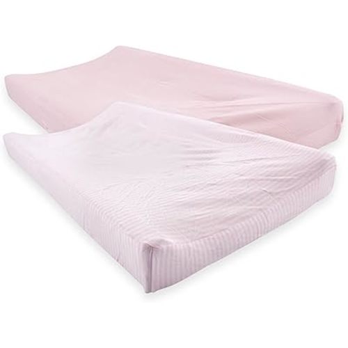 Touched by Nature Unisex Baby Organic Cotton Changing Pad Cover, Barely Pink, One Size