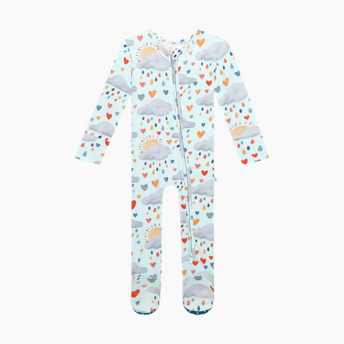 Posh Peanut Briella Footie Zippered One Piece - Pastel Blue, 0-3M