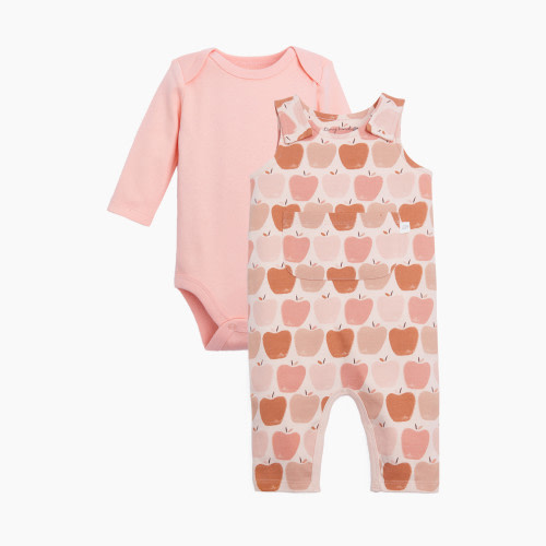 Tiny Kind Long Sleeve Bodysuit and Overall Set - Apples, 3-6 M