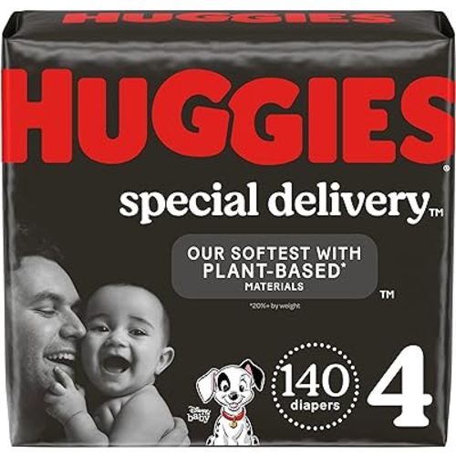 Huggies Special Delivery Hypoallergenic Baby Diapers Size 4 (22-37 lbs), 140 Ct, Fragrance Free, Safe for Sensitive Skin