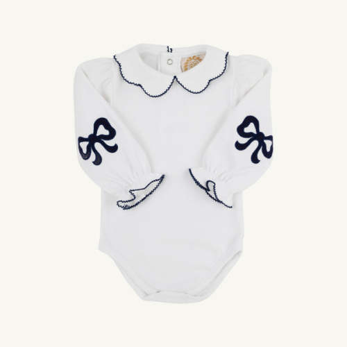 Emma's Elbow Patch Top & Onesie - Worth Avenue White with Palm Beach P