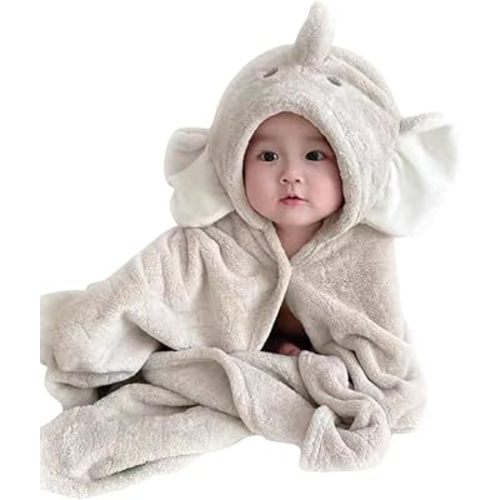 2-Pack Adorable Elephant & Rabbit Hooded Baby Towels - Ultra Absorbent, Hypoallergenic Towels for Baby, Toddler, and Newborn Essentials