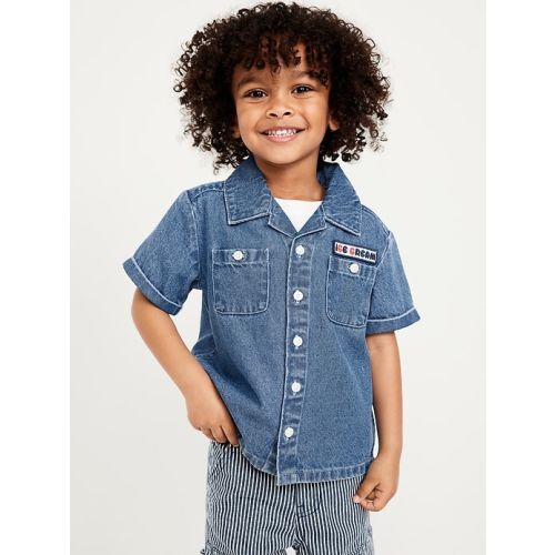 Short-Sleeve Embroidered Pocket Shirt for Toddler Boys