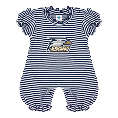 Creative Knitwear College Baby Striped Puff Sleeve Romper - Team Logo, Many Colors, for Girls (Newborn-12 Months)