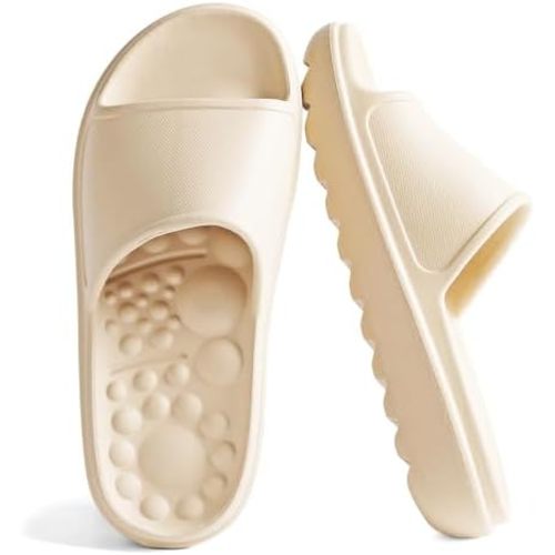 Massage Slides for Men and Women Pillow Slides with Arch Support, Thick Cushioned Non-Slip Shower Slippers, Therapeutic Foot Pain Relief House Shoes for Indoor Outdoor Use