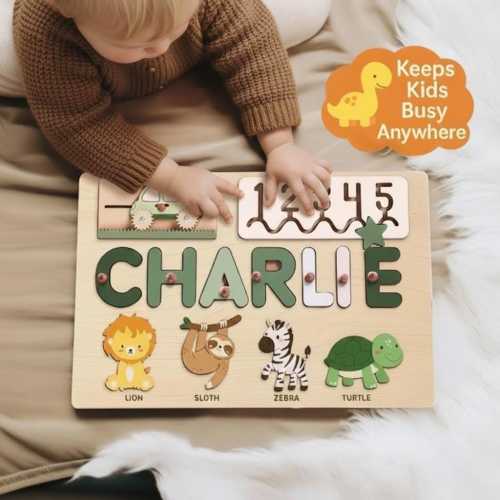 Personalized Gifts for Baby Boys and Girls, Personalized Toys for Baby, Toddlers Name Puzzle, Wooden Name Puzzle, Custom Baby Shower Gift