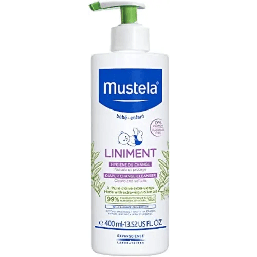 Mustela Liniment - No-Rinse Baby Cleanser for Diaper Change - with Extra Virgin Olive Oil - Fragrance-Free - 13.52 fl. Oz