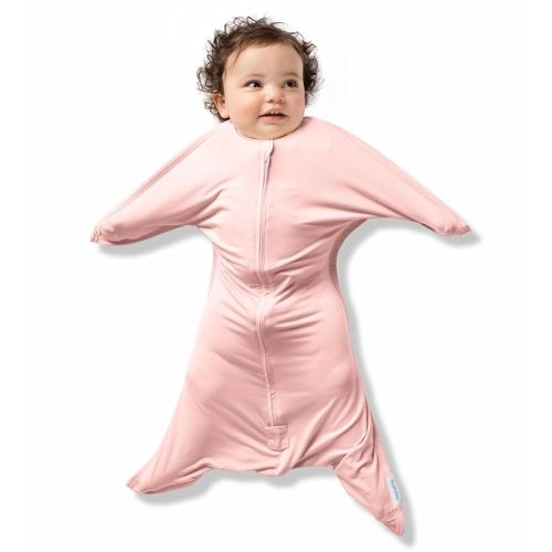 SleepingBaby EverSoft Zipadee-Zip Transition Swaddle - Roomy Wearable Blanket with Two Way Zipper - Viscose from Bamboo - Dusty Rose, X-Small (3-6 Month)