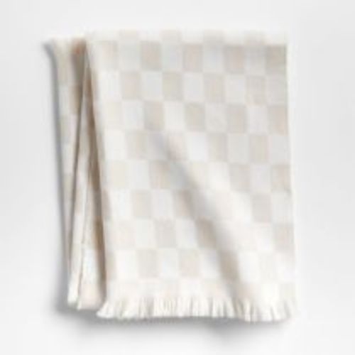 Crate&Kids Natural Taupe Checkmate Baby Stroller Blanket by Leanne Ford