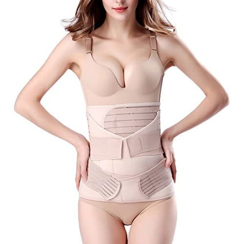 3 in 1 Postpartum Support - Recovery Belly/waist/pelvis Belt Shapewear Slimming Girdle, Beige, One Size - One Size (Pack of 1)
