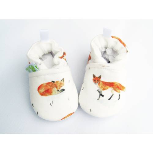 Organic Cotton Fox Baby Shoes: Vegan Soft Sole, Newborn to Medium