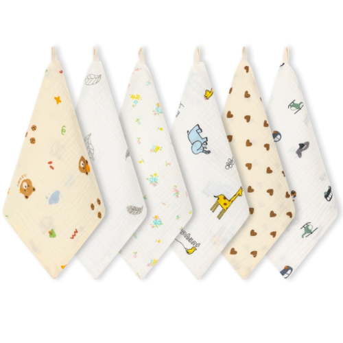 norinori Baby Msulin Washcloths Newborn Face Towel - Baby Muslin Burp Cloths 6Pack Soft Absorbent Natural Cotton Wash Towel 10"X10" Baby Bath Towels Wipes Baby Registry as Shower