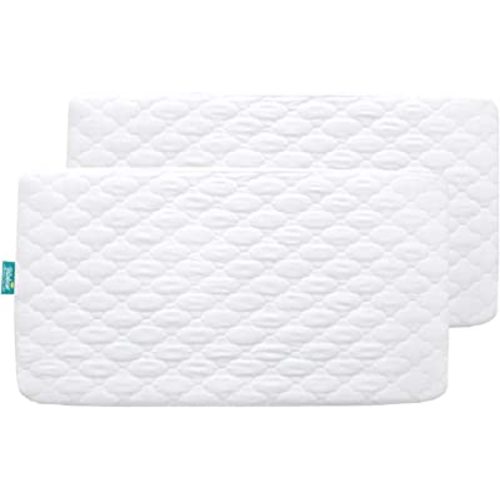 Waterproof Crib Mattress Protector 2 Pack Fitted Baby Crib Sheets Toddler Bed Mattress Pad Protector for Boys Girls, Skin-Friendly & 100% Absorbent Crib Mattress Topper Cover Waterproof Machine Wash