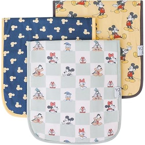 Copper Pearl Baby Burp Cloth Large 21''x10'' Size Premium Absorbent Triple Layer 3-Pack Gift Set Mickey Mouse & Friends