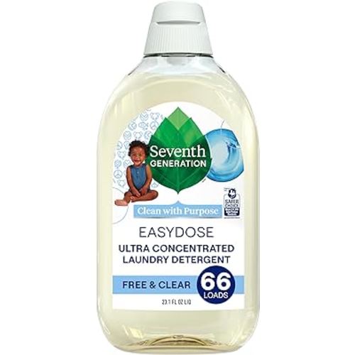 Amazon.com: Seventh Generation Baby Easy Dose Laundry Detergent Ultra Concentrated Free and Clear Washing Detergent 23 oz : Health & Household