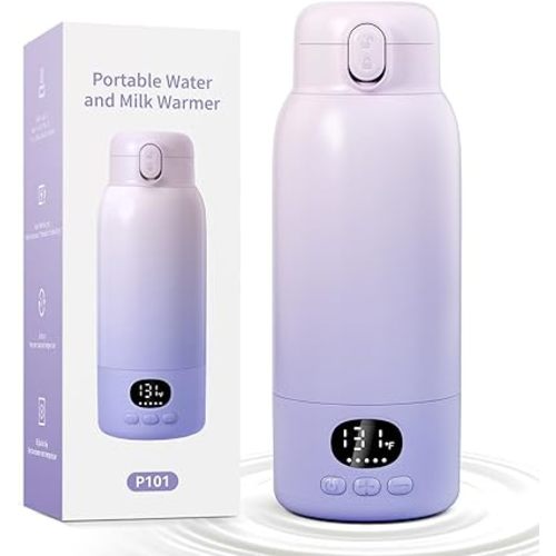 Portable Bottle Warmer 17oz Bottle Warmer for Travel, Fast Heating for Breast Milk Formula & Water, Long Battery Life &Large Capacity, Suitable for Baby Outdoor