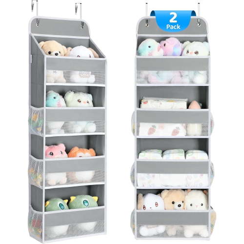 2 Pack Over the Door Organizer, Yecaye 4 Tier Hanging Bathroom Closet Organizers and Storage, Gray