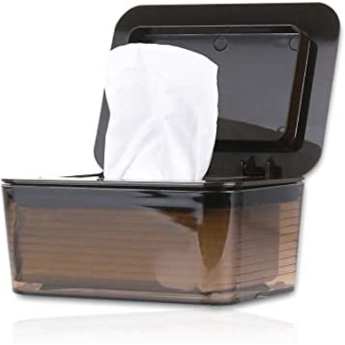 Jitnetiy Removable Wipes Dispenser Large Wipes Case Holder Container Keeps Wipes Fresh (Dark Brown)