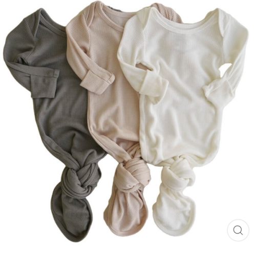 Bamboo Waffle Newborn Baby Knot Gown 3-Pack | Bamboo Forest