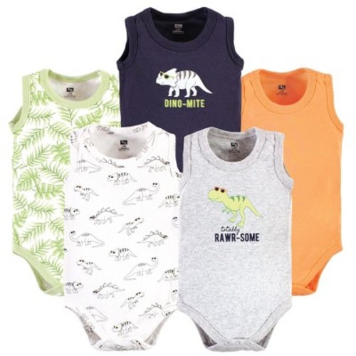 Hudson Baby Infant Boy Cotton Sleeveless Bodysuits, Cool Dinosaurs, 3-6 Months