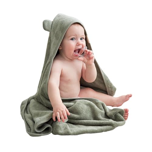 Munich Blue Toddler Bath Towel - Viscose from Bamboo & Cotton Blend for Delicate Skin - Super Soft Thick 600GSM - Ideal Toddler Boy and Girl Bath Essentials 35"x35" Bath Towel - Baby Towel with Hood