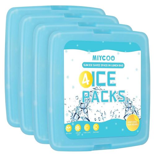 MIYCOO Ice Packs for Lunch Boxes & Lunch Bag - Quick Freeze Ice Pack Space Saving Freezer Packs - Reusable Slim Original Cool Pack - Cooler Accessories for Beach, Camping and Fishing