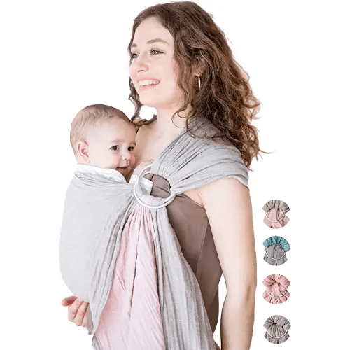 Baby Sling and Ring Sling 100% Cotton Muslin Infant Carrier, Ring Sling Baby Carrier Front and Chest Newborn Carrier Baby Carrier Wrap, Toddler Carrier – Grey Rose