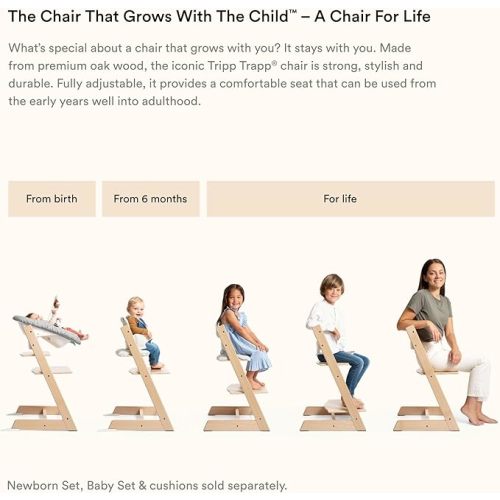 Stokke Tripp Trapp Chair, Oak Brown - Adjustable, Convertible Chair for Toddlers, Children & Adults - Comfortable & Ergonomic - Made with Oak Wood