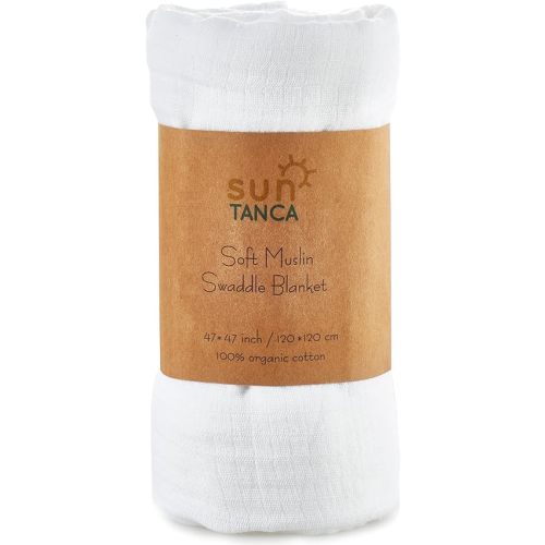 White Muslin Baby Swaddle Blanket – 100% Organic Cotton Perfect for Swaddling and Nursering – Breathable Soft Cover and Wrap and Crib Muslin Blanket – Best Receiving for Kids - Newborn Boy Girl