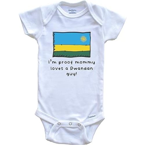 Really Awesome Shirts I'm Proof Mommy Loves A Rwandan Guy Rwanda Flag One Piece Baby Bodysuit