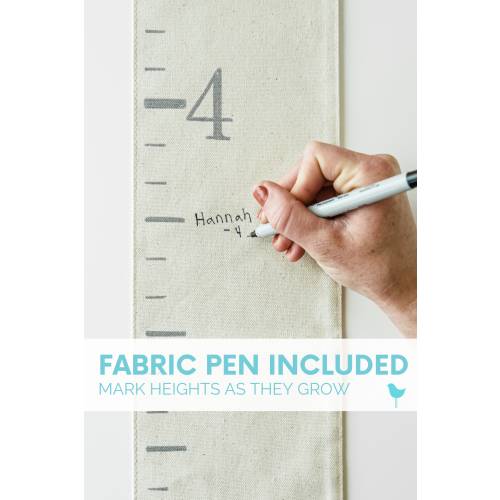 Fabric Canvas Growth Chart Ruler in Natural Color, Height Marker for Children