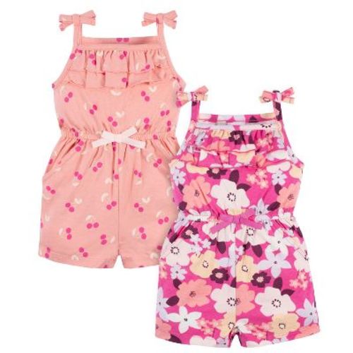 Gerber Baby & Toddler Girls' Tank Rompers, Bee Petals, 3-6 Months, 2-pack